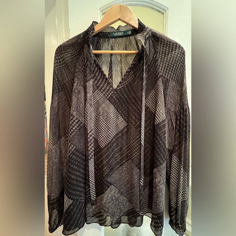 Ralph Lauren Black and White Textured Top